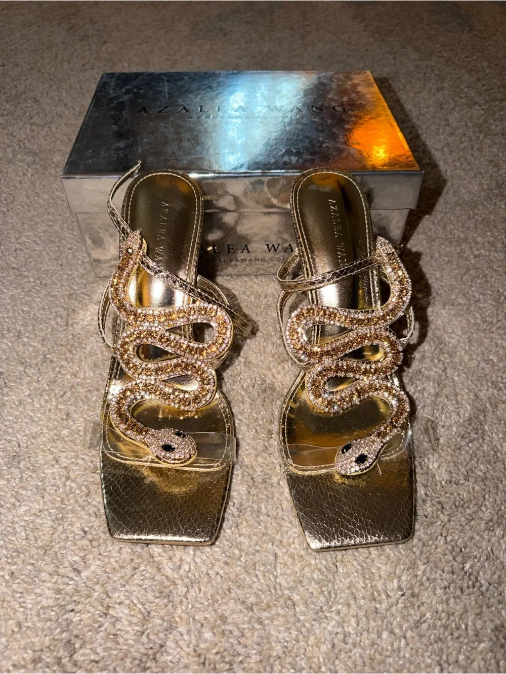A.z. by Azalea Wang Gold Snake Embellished Heeled Sandals